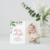 Kerst Bright Vakantie Geboorteaankondiging Briefkaart (Staand voorkant)