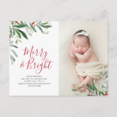 Kerst Bright Vakantie Geboorteaankondiging Briefkaart (Voorkant)