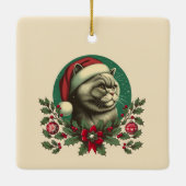 Kerst Brits kort haar kat keramisch Ornament (Achterkant)