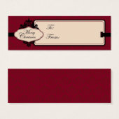 Kerst Brocade Red Gift Label Mini Visitekaartjes (Voorkant /achterkant)
