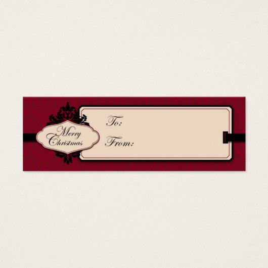 Kerst Brocade Red Gift Label Mini Visitekaartjes (Voorkant)