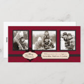 Kerst Brocade rode fotokaart Feestdagenkaart (Voorkant / Achterkant)