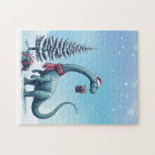 Kerst Brontosaurus dinosaurus Legpuzzel (Horizontaal)