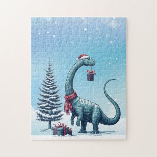 Kerst Brontosaurus dinosaurus Legpuzzel (Verticaal)
