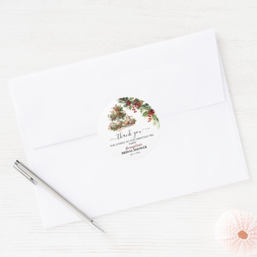 Kerst Bruids Brunch Thee Party Welkom Ronde Sticker (Envelop)