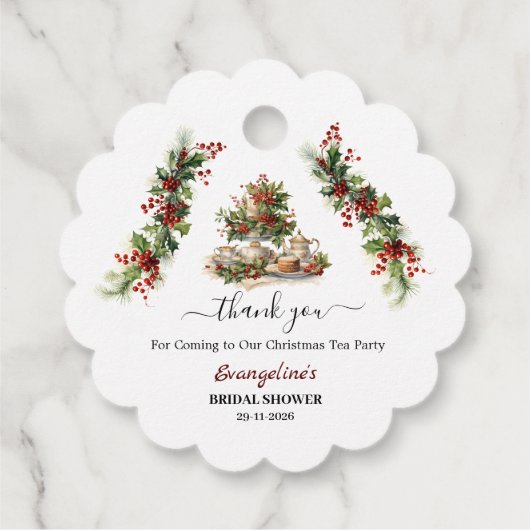 Kerst Bruids Shower Thee Party Bedankt Bedankjes Labels (Achterkant)