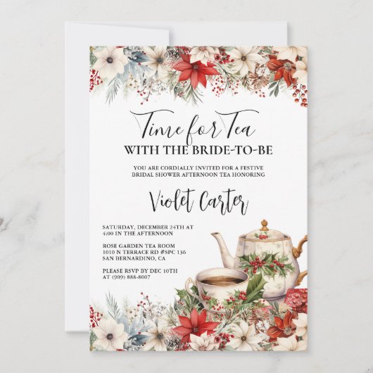 Kerst Bruids Tea Party Vrijgezellenfeest Vakantie Kaart (Voorkant)