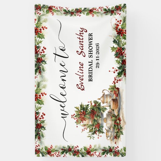 Kerst Bruidsfeest Tea Party Welkom Spandoek (Verticaal)