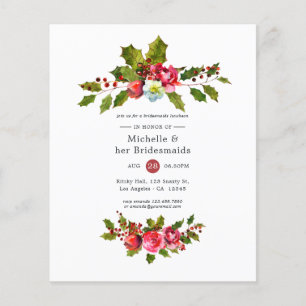 Kerst Bruidsmeisjes Lunch Hollen Uitnodiging Flyer