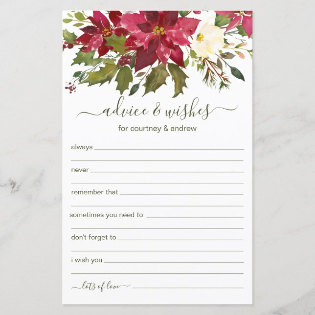 Kerst bruiloft advies en wensen (Voorkant)