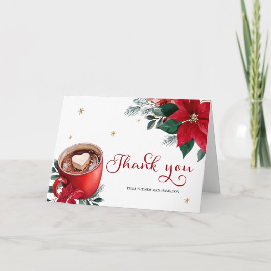Kerst Bruiloft Bridal Shower Bedankt Kaart (Voorkant)