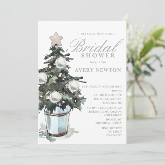 Kerst Bruiloft Bridal Shower Uitnodiging (Staand voorkant)
