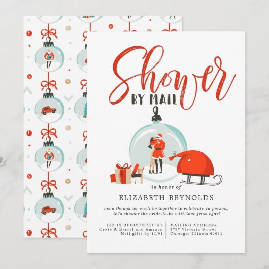 Kerst Bruiloft Bridal Shower Uitnodiging per Post (Voorkant / Achterkant)