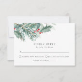 Kerst bruiloft briefpapier | Vakantie bruiloft RSVP Kaartje (Voorkant)