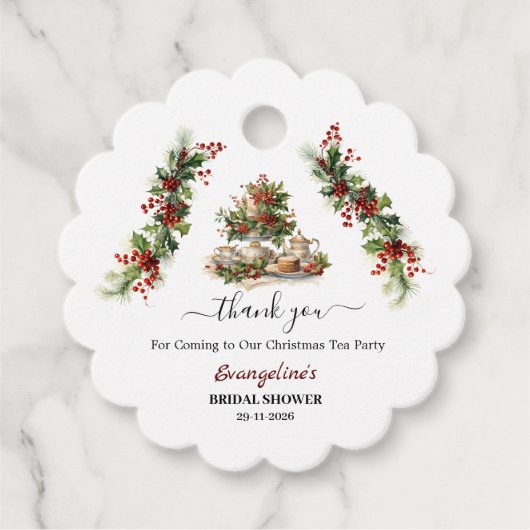 Kerst Bruiloft Bruidsmeisjes Thee Feestje Dank je Bedankjes Labels (Voorkant)