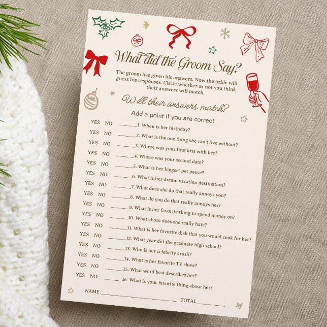 Kerst Bruiloft Bruidsshower Wat zei hij spel (Creator heeft geüpload)