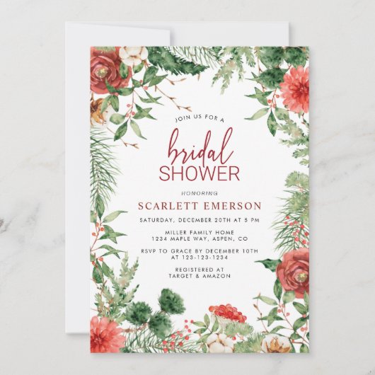 Kerst bruiloft bruidsshowers kaart (Voorkant)