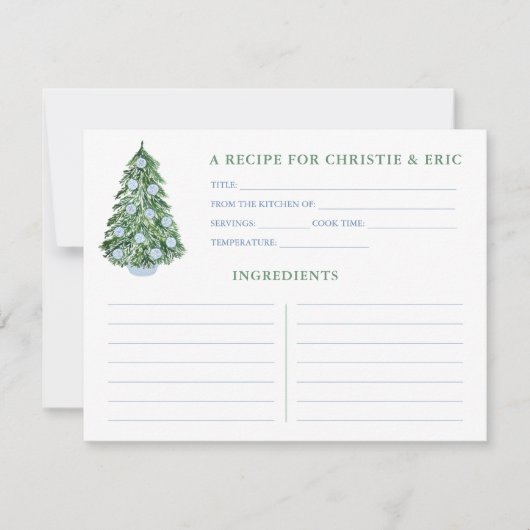 Kerst Bruiloft Feest Blue En Groene Receptkaart Kaart (Voorkant)