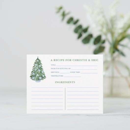 Kerst Bruiloft Feest Blue En Groene Receptkaart Kaart (Staand voorkant)