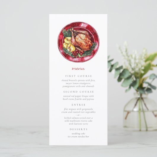 Kerst bruiloft feestelijke eten illustratie menu (Staand voorkant)