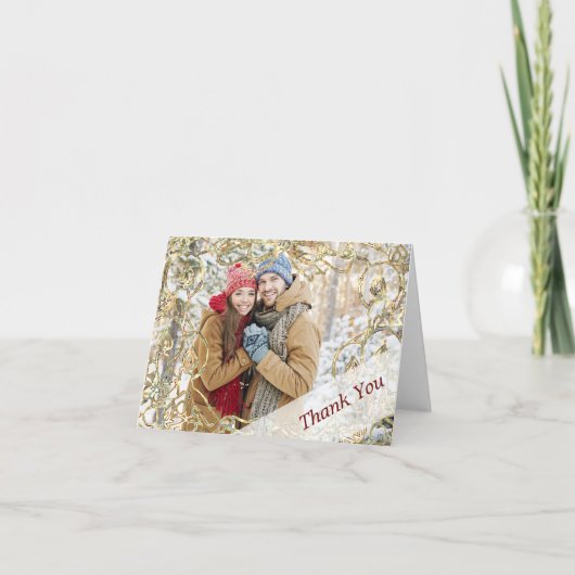 Kerst bruiloft foto Dank u Bedankkaart (Voorkant)