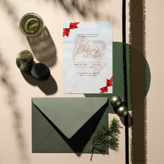 kerst bruiloft foto uitnodiging