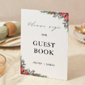 Kerst bruiloft gastenboek teken Sjabloon Kaart