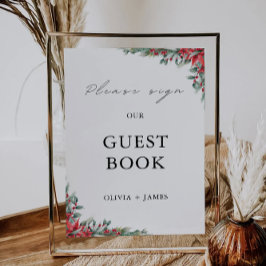 Kerst bruiloft gastenboek teken Sjabloon Kaart