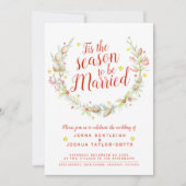 Kerst bruiloft kegels bessen waterverf foto kaart (Voorkant)