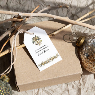 Kerst bruiloft klokken en Holly gunst Cadeaulabel
