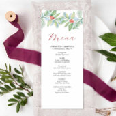 Kerst bruiloft menu's Waterverf groen