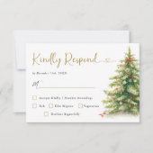 Kerst bruiloft moderne elegante bruiloft RSVP-kaar RSVP Kaartje (Voorkant)