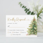 Kerst bruiloft moderne elegante bruiloft RSVP-kaar RSVP Kaartje (Staand voorkant)