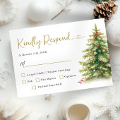 Kerst bruiloft moderne elegante bruiloft RSVP-kaar RSVP Kaartje