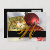Kerst bruiloft Monogram Save the Date Kaart (Voorkant / Achterkant)