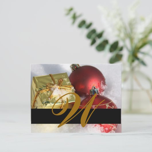 Kerst bruiloft Monogram Save the Date Kaart (Staand voorkant)