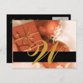 Kerst bruiloft Monogram Save the Date Kaart (Voorkant / Achterkant)
