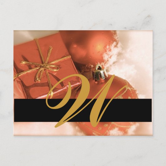 Kerst bruiloft Monogram Save the Date Kaart (Voorkant)