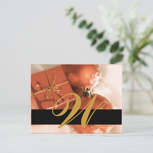 Kerst bruiloft Monogram Save the Date Kaart (Staand voorkant)