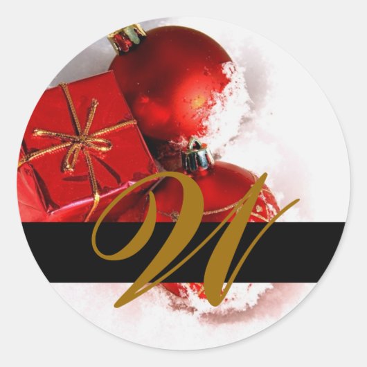 Kerst Bruiloft Monogram Uitnodiging & Favor Seal Ronde Sticker (Voorkant)