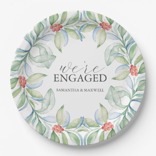 Kerst bruiloft papier Borden Waterverf krans Papieren Bordje (Voorkant)