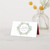 Kerst bruiloft plaats kaart Waterverf groen Plaatskaartje (Achterkant)