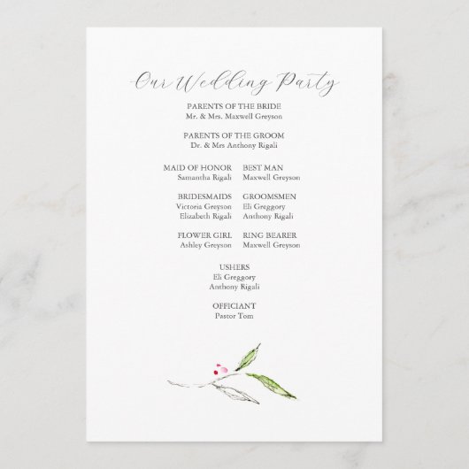 Kerst bruiloft programma's Elegant Winter groen (Achterkant)