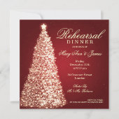 Kerst bruiloft repetitie diner goud rood kaart (Voorkant)