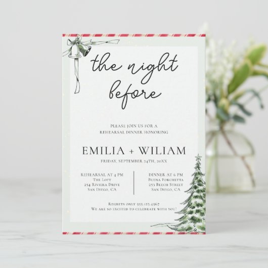 Kerst bruiloft repetitie diner Kaart (Staand voorkant)