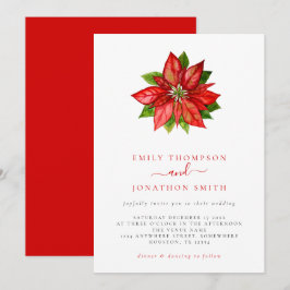 Kerst bruiloft single rode poinsettia uitnodiging