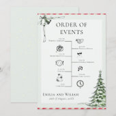Kerst bruiloft Tijdlijn Orde van de Dag Kaart (Voorkant / Achterkant)