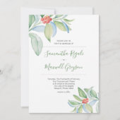 Kerst bruiloft uitnodiging Waterverf groen (Voorkant)