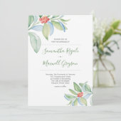 Kerst bruiloft uitnodiging Waterverf groen (Staand voorkant)
