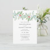 Kerst bruiloft uitnodiging Waterverf groen (Staand voorkant)
